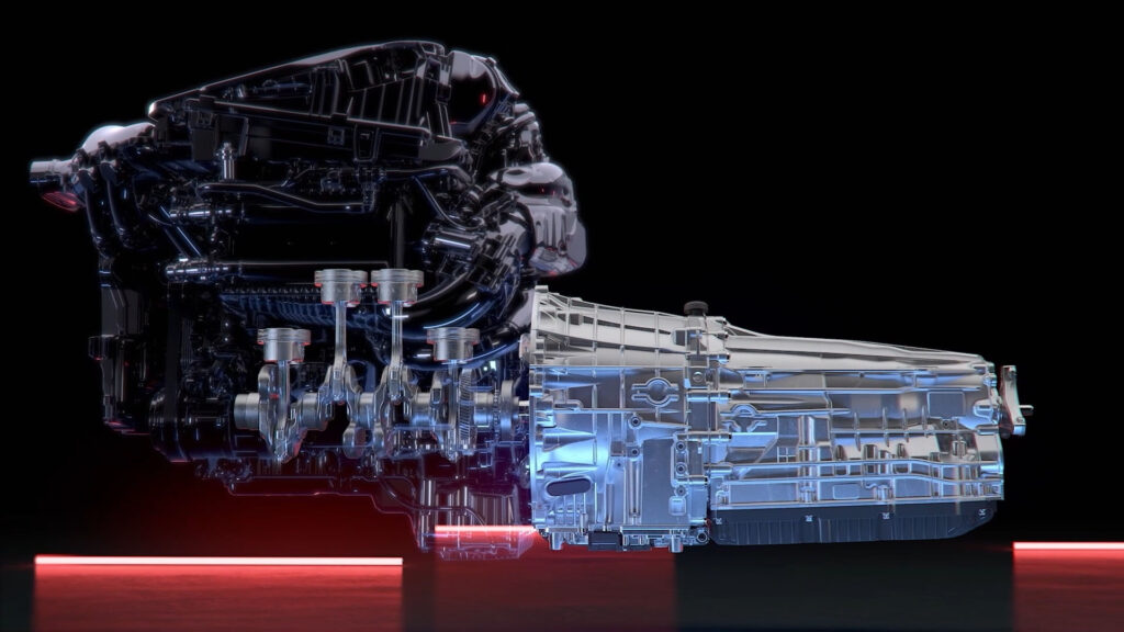 Mercedes-Benz 9G-TRONIC Upgrade Transparente 3D-Darstellung eines Mercedes-Benz Automatikgetriebes mit sichtbaren Zahnrädern